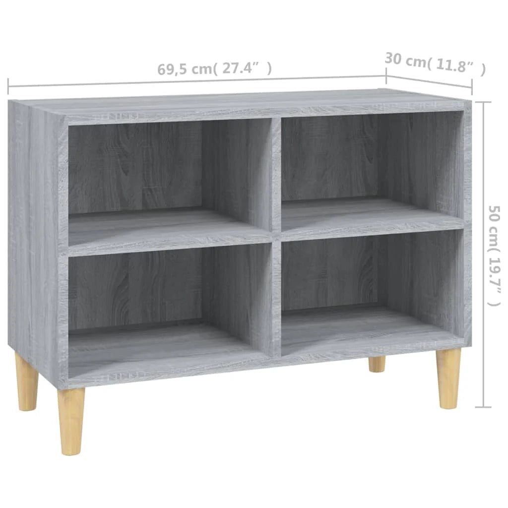 Mobile TV multimediale mensola TV credenza mobile TV per sala da pranzo soggiorno camera da letto con gambe in legno massello di Sonoma 69,5 x 30 x 50 cm grigio 02_0026855