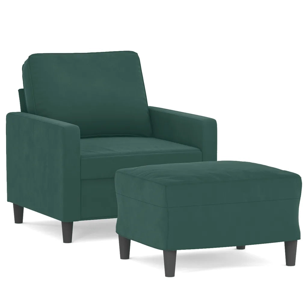Poltroncina con Poggiapiedi Verde Scuro 60 cm in Velluto CFW9068103