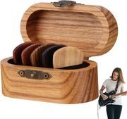Set a plettro in legno 5 pezzi - Plettro personalizzato per chitarra e ukulele - Con contenitore di conservazione per uso domestico e regalo - Decorazione da caffè