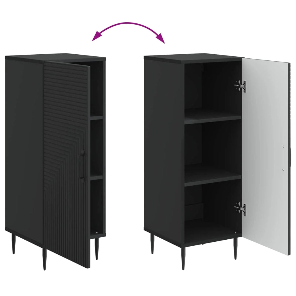 Credenza | Madia | Buffet da pranzo | Armadio da pranzo Nero 33 x 34,5 x 89,5 cm Legno ingegnerizzato