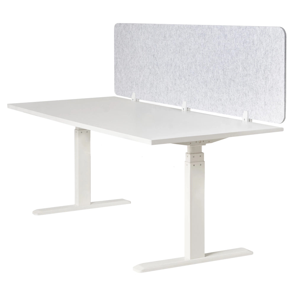 Pannello divisorio in PET per scrivania rivestito in tessuto 180 x 50 cm Grigio Morsetti di montaggio modulari Casa Ufficio