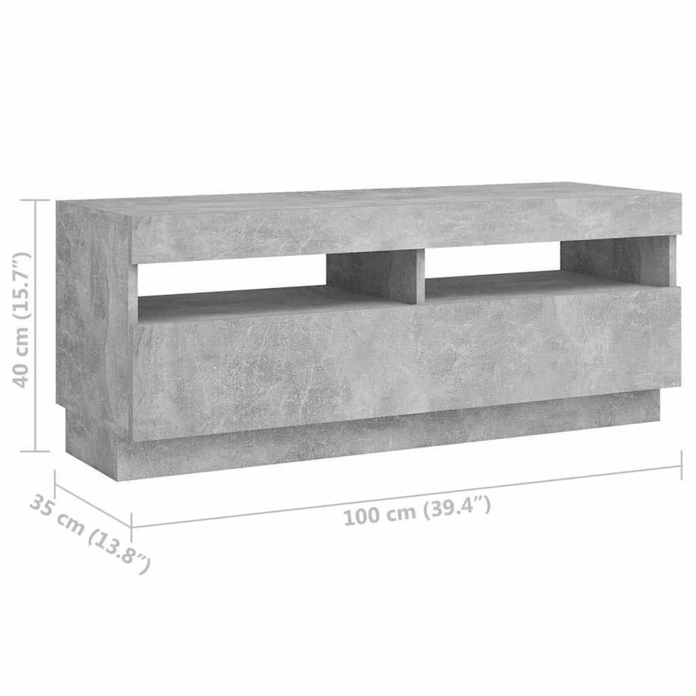 TV Cabinet With LED Lights, Concrete Grey, 300 X 35 X 40 Cm