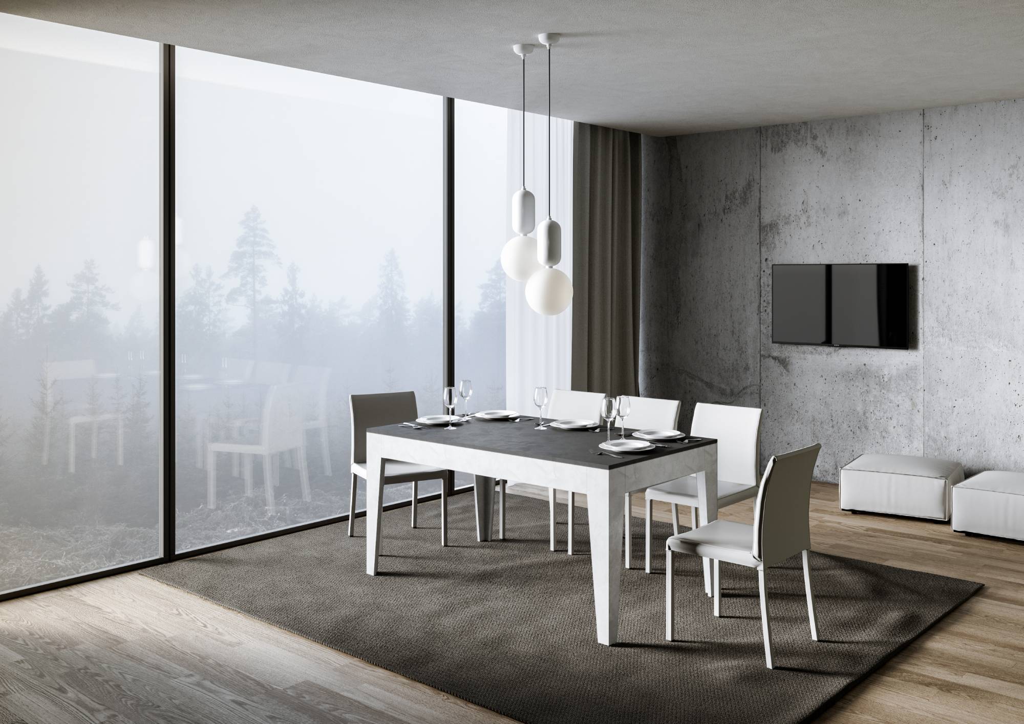 Tavolo Allungabile 160-220x90x77 cm Cico Mix Antracite Spatolato