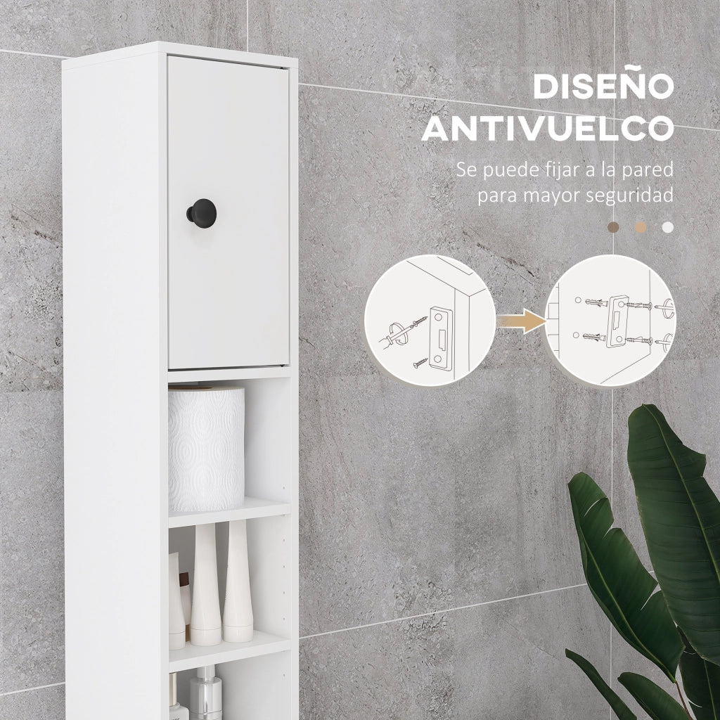 Mobiletto da Bagno con Cassetto, Ripiani e Armadietti ¨C zephmum ¨C Bianco 20x20x180 cm