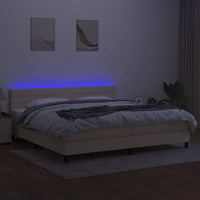 Letto a Molle Materasso e LED bianco 200x200cm in Tessuto 3133266