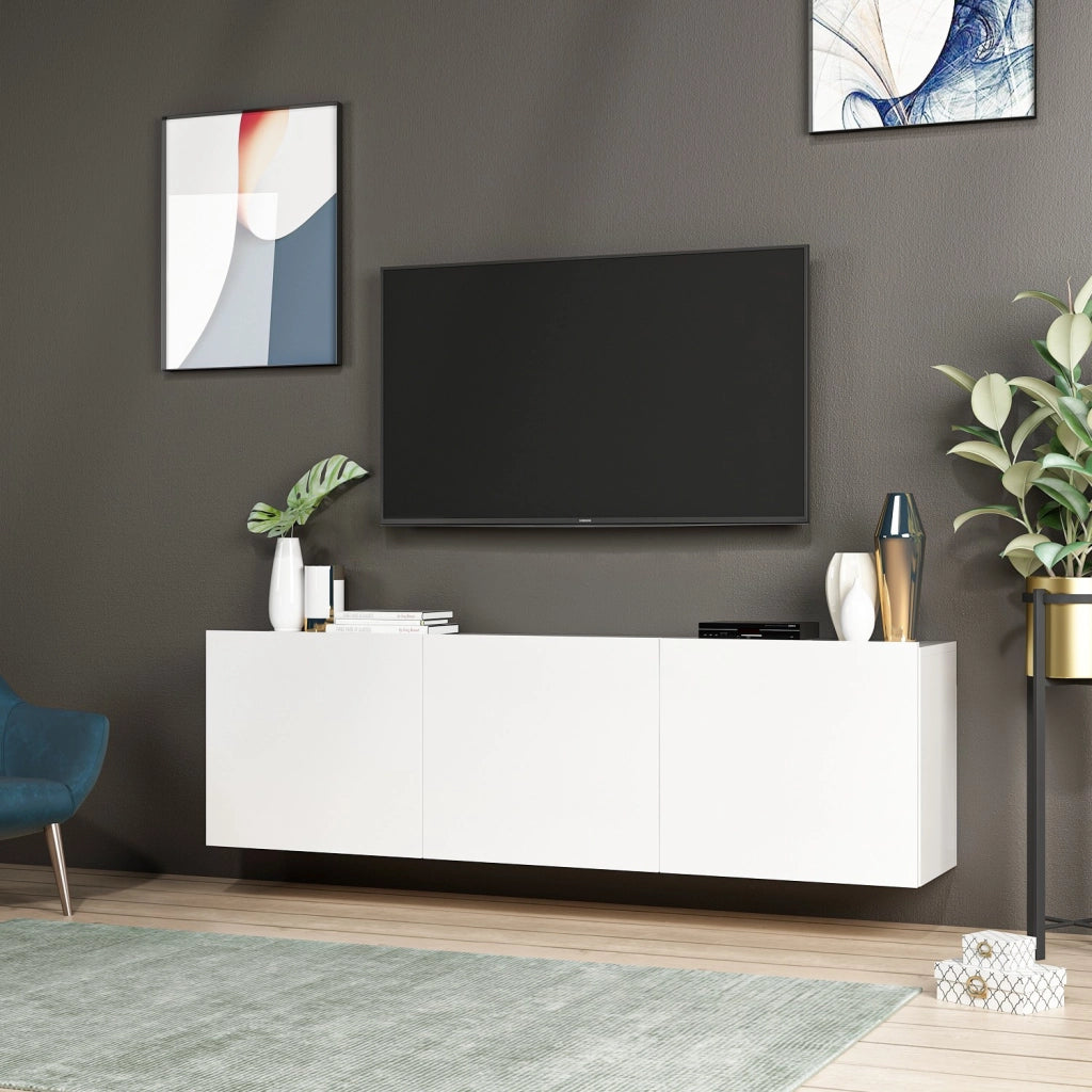 Porta TV in legno "White" - 150 x 31 x 44 cm - Bianco