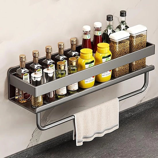 Kruidenrek appeso alla parete - senza forare - 1 pezzo - grigio - metallo - 30 x 10 x 8 cm