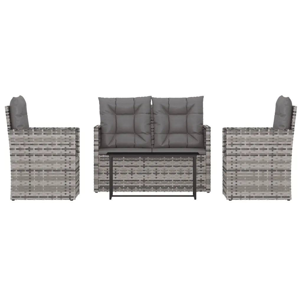 Set Divani da Esterno 4 pz con Cuscini in Polyrattan Grigio 319197