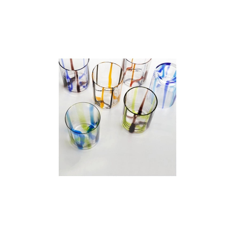 Bicchiere Tirache Zafferano in vetro borosilicato bicolore Verde-ametista box 6 pezzi