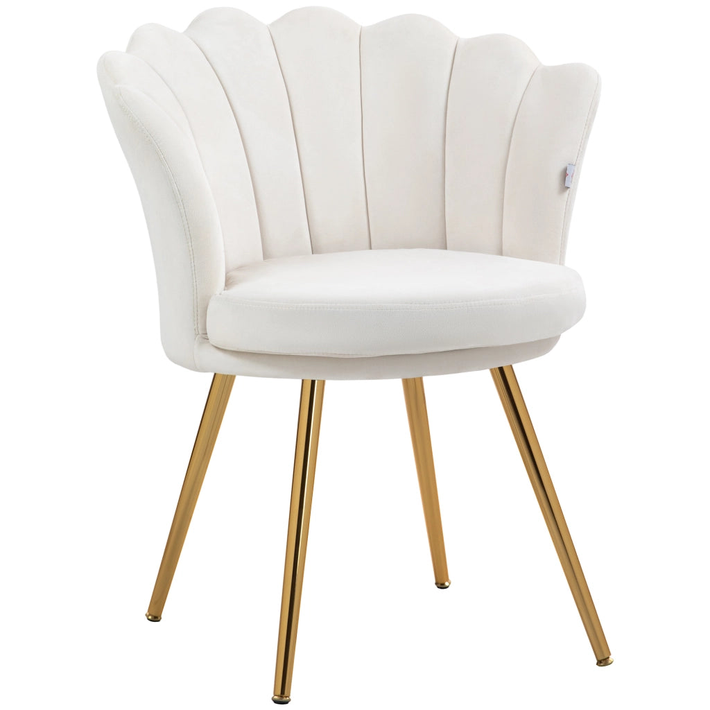 Poltrona in velluto con gambe metallo dorato ¨C Zephmum ¨C Crema