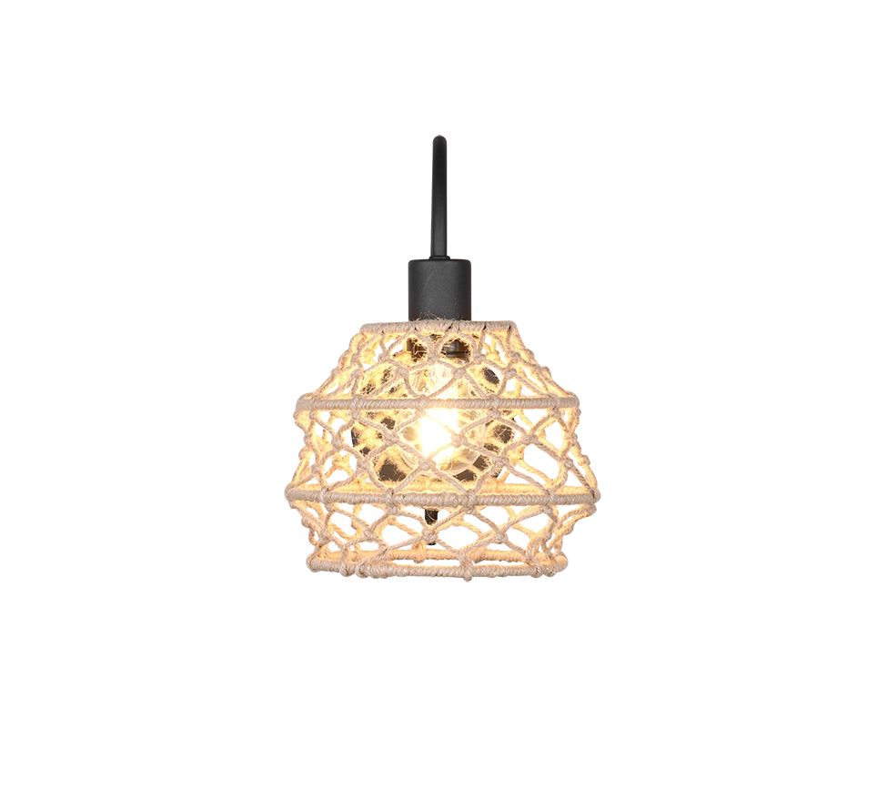 Applique, canapa e metallo, naturale e nero, H 32 cm, Hive