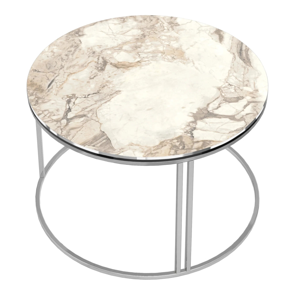Tavolino rotondo 50 x 80 cm marmo bianco argento 03_0008423