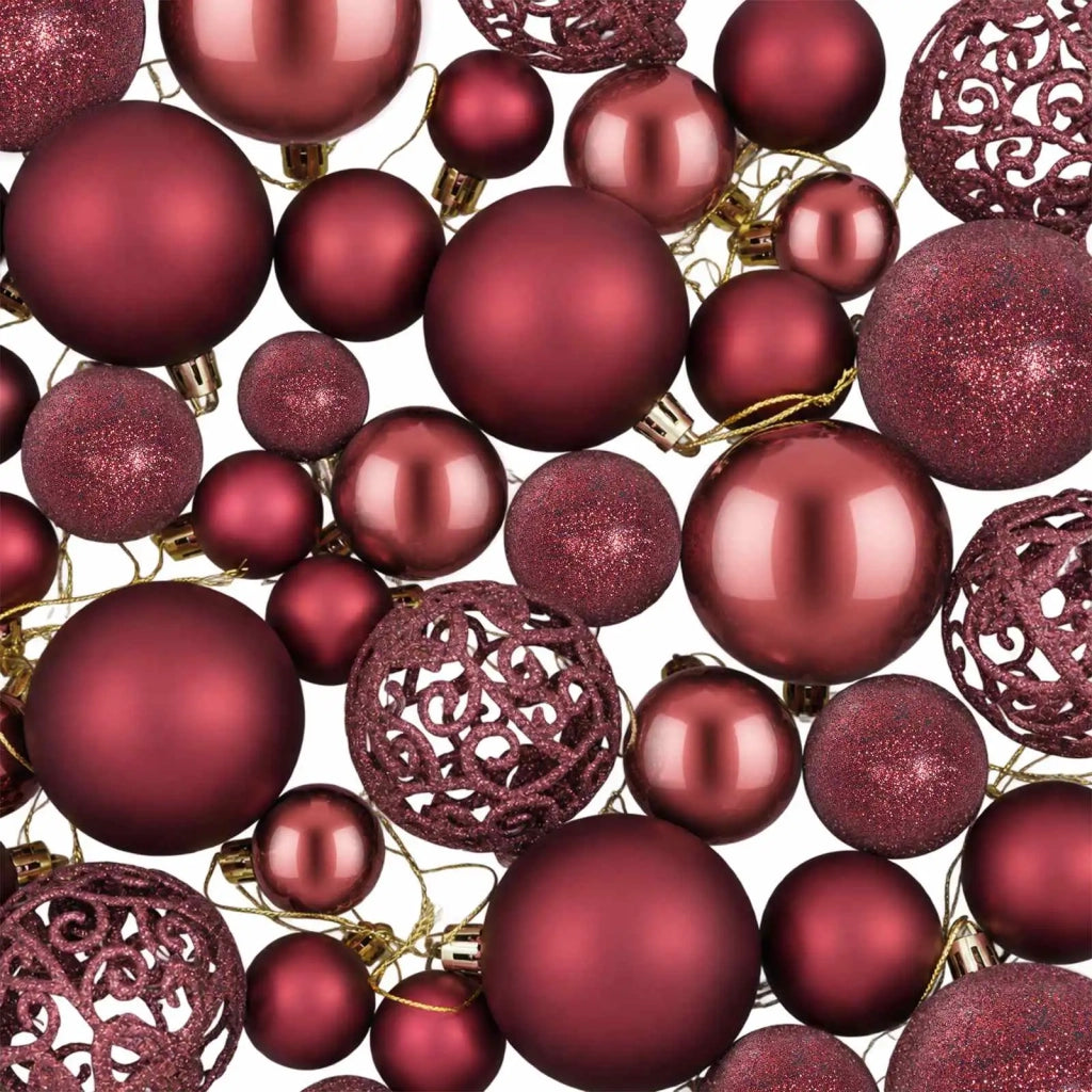 Palline di Natale 100 pz Rosso Vino 3 / 4 / 6 cm 356108