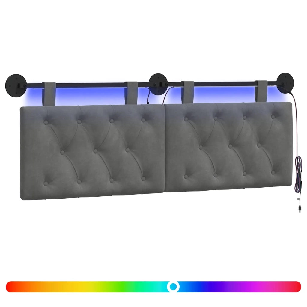 Testiera | Testata sospesa Con luce LED Grigio Scuro Velluto