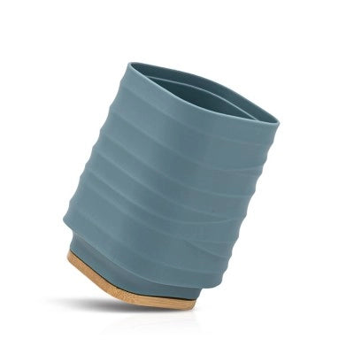 Set accessori dispenser e portaspazzolini d'appoggio in abs turchese cobalto Wave