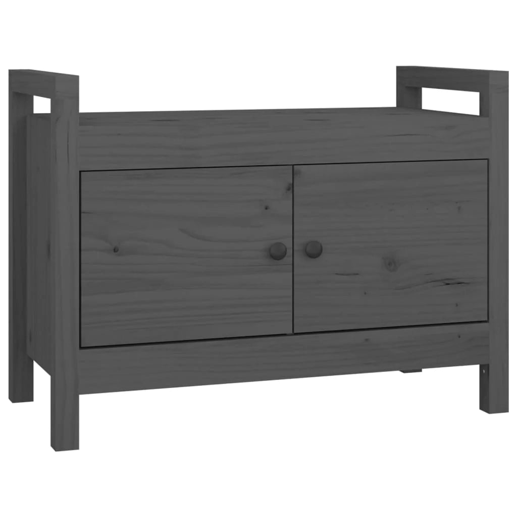Panca da ingresso 80 x 40 x 60 cm in legno massello di pino grigio 02_0010871