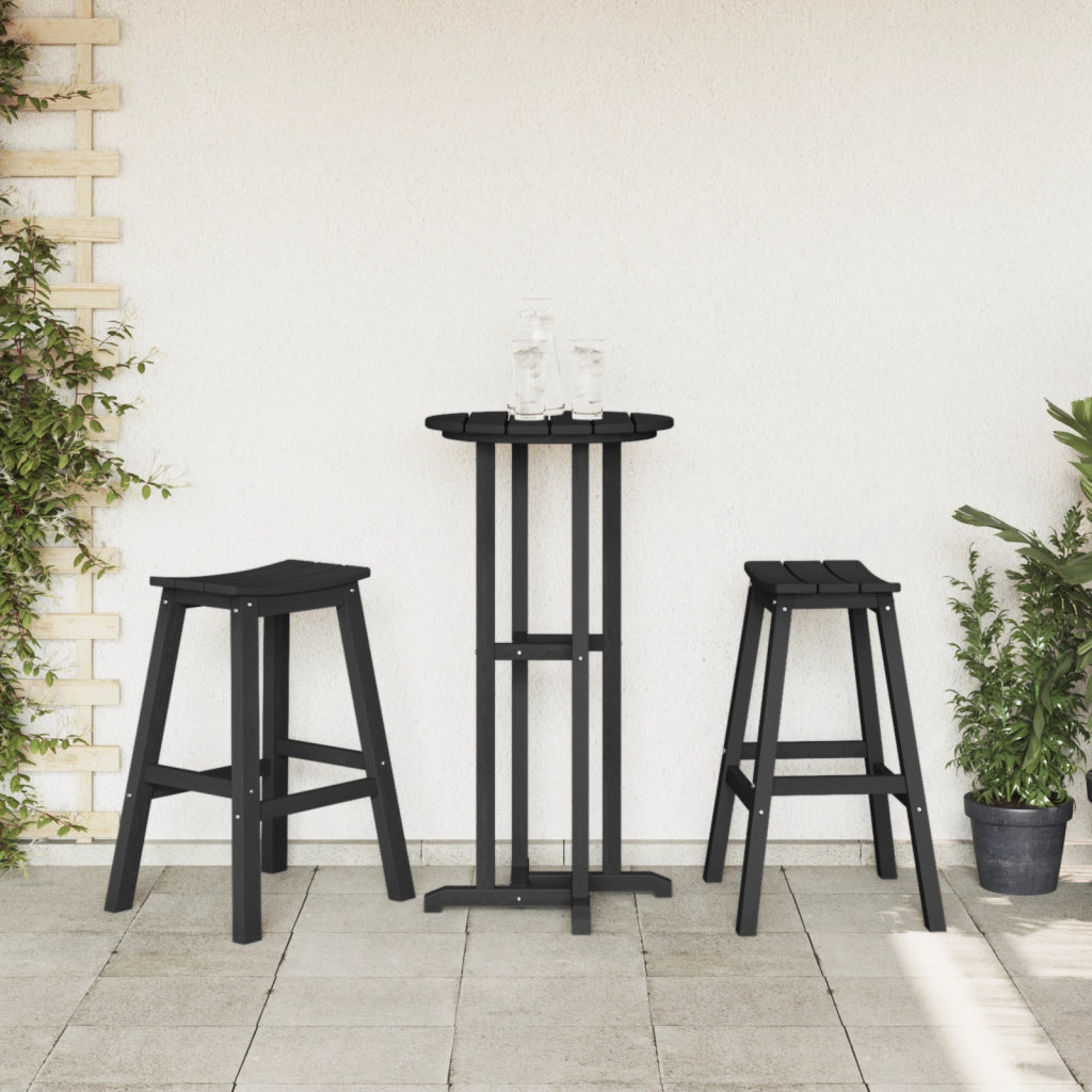 Set di 3 Sgabelli da Bar  Nero HDPE