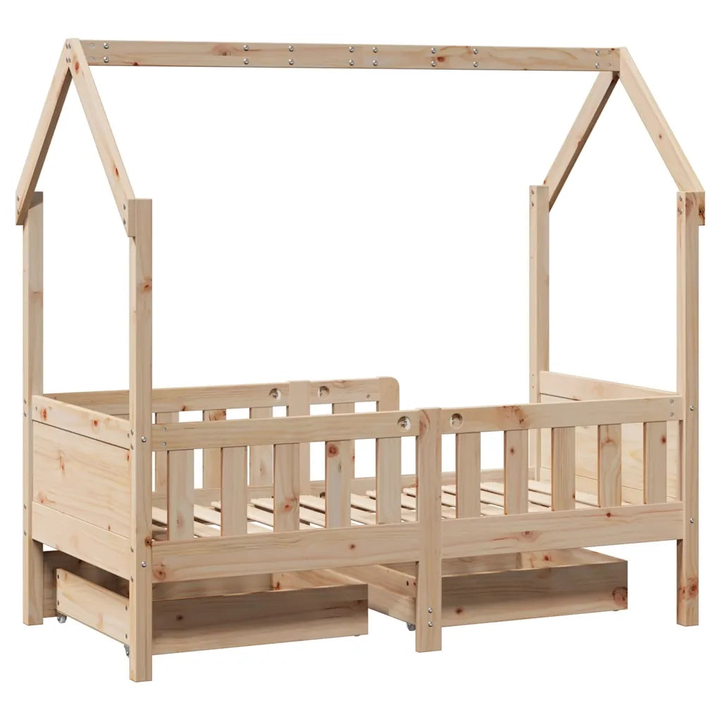 Giroletto per Bambini con Cassetti 80x170cm Legno Massello Pino 3302041