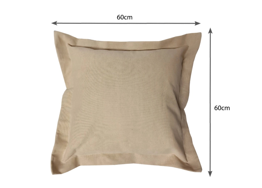 Federa Per Cuscino Arredo Casa Chiusura Zip Fodera Tinto Filo Tinta Unita SV - 60x60 - Beige