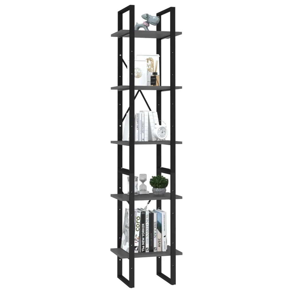 Libreria a 5 Ripiani Grigia 40x30x175 cm in Legno Multistrato 3081970