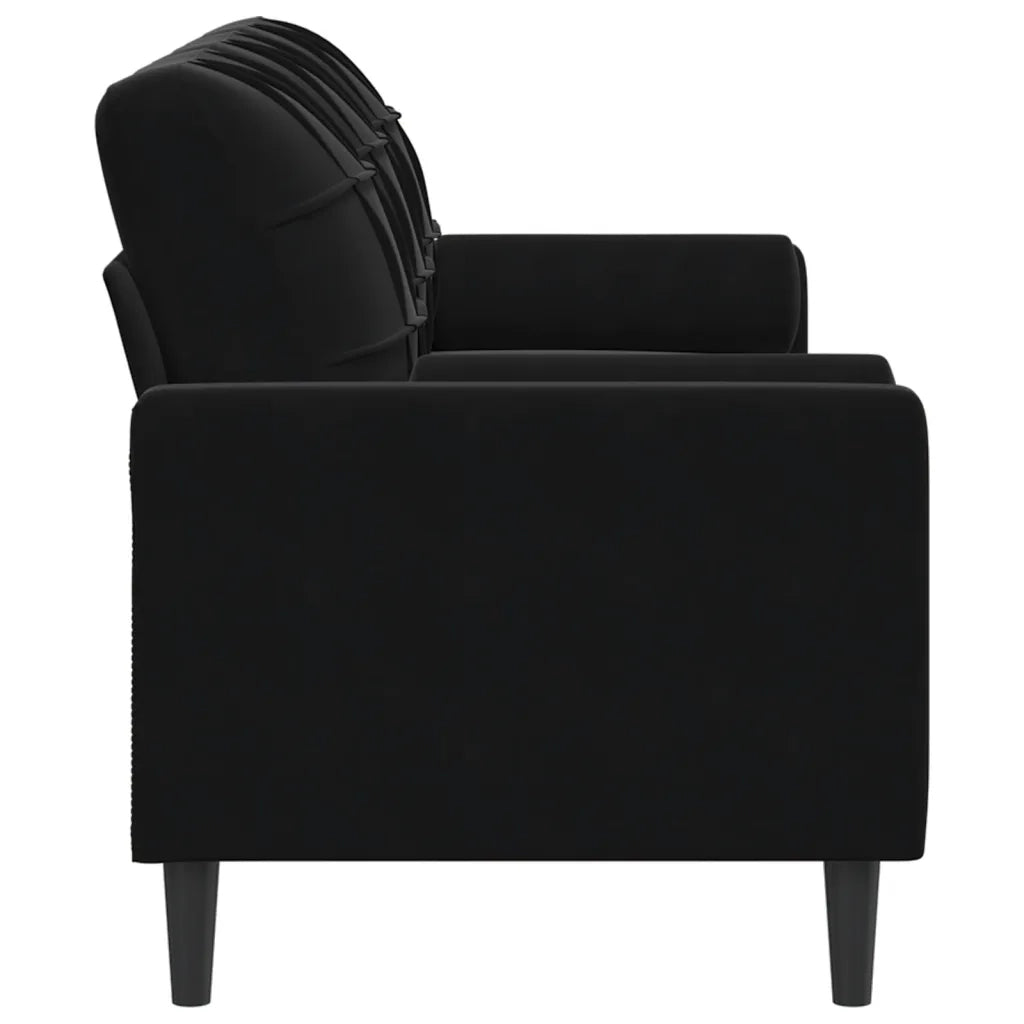 Divano a 3 Posti con Cuscini Nero 180 cm in Velluto 3278234
