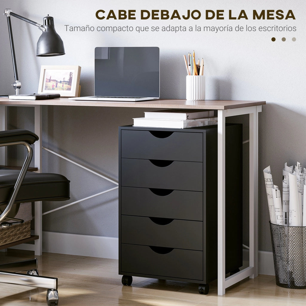 Cassettiera con Ruedas e 5 Cassetti ¨C Xylo ¨C Nero 40x40x67 cm Mobile Ufficio