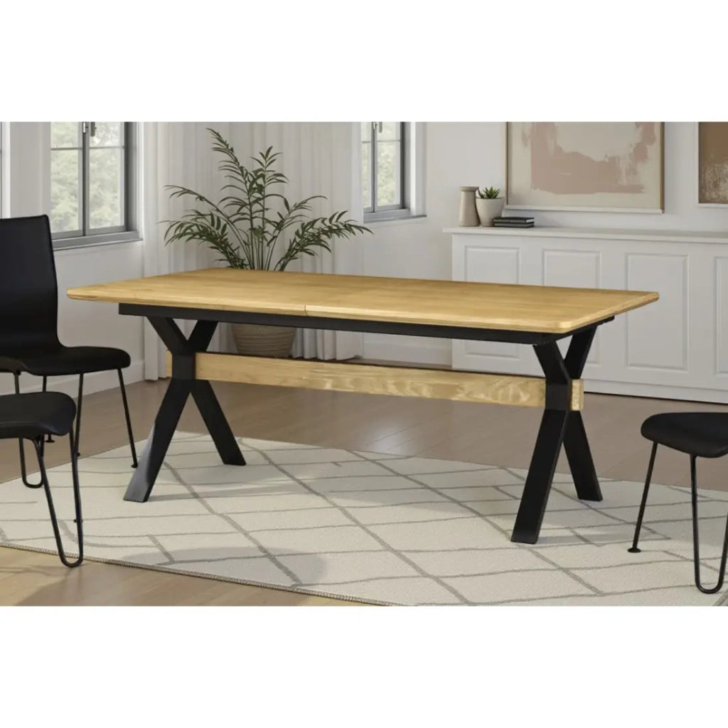 Tavolo da pranzo RADIAM – MDF impiallacciato quercia e metallo – 180-300 cm – Estensibile