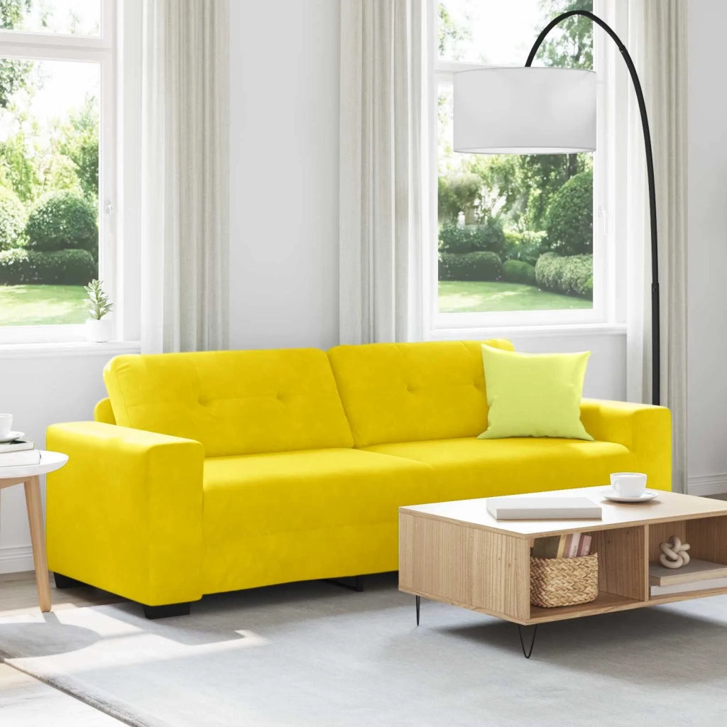 Divano 3-Persone Giallo 220 cm Velluto 4105140