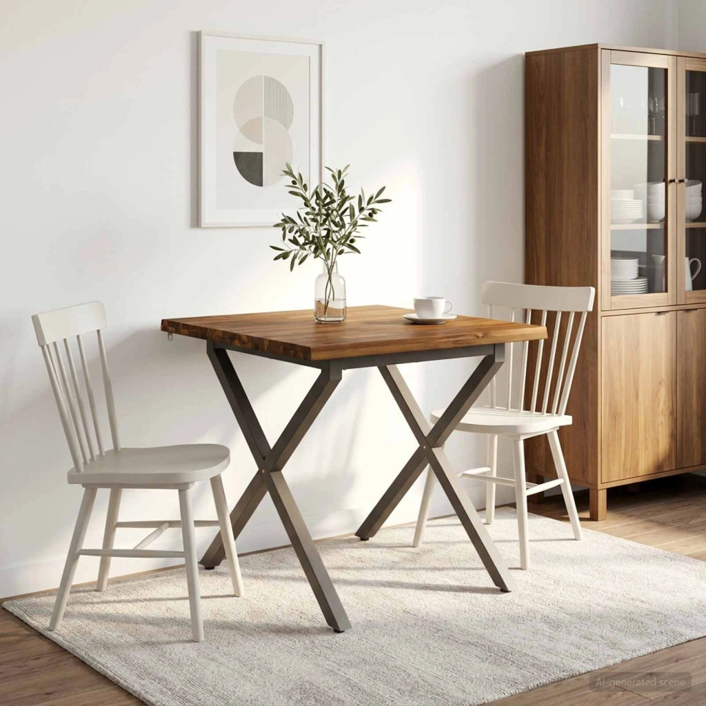 80 x 80 x 75 cm Legno di Acacia Massello Naturale e Caffè 938699