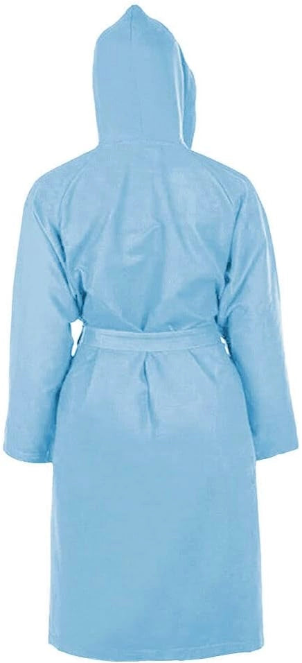 Accappatoio Microfibra Taglia XXL Moderno Morbido Uomo Donna Cintura Tasche Cappuccio Azzurro