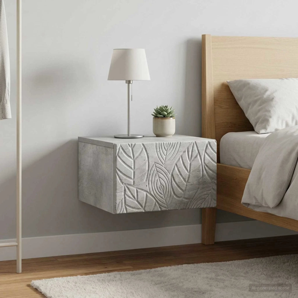 Mobiletto da notte a muro 2 pcs Grigio Cemento 898792