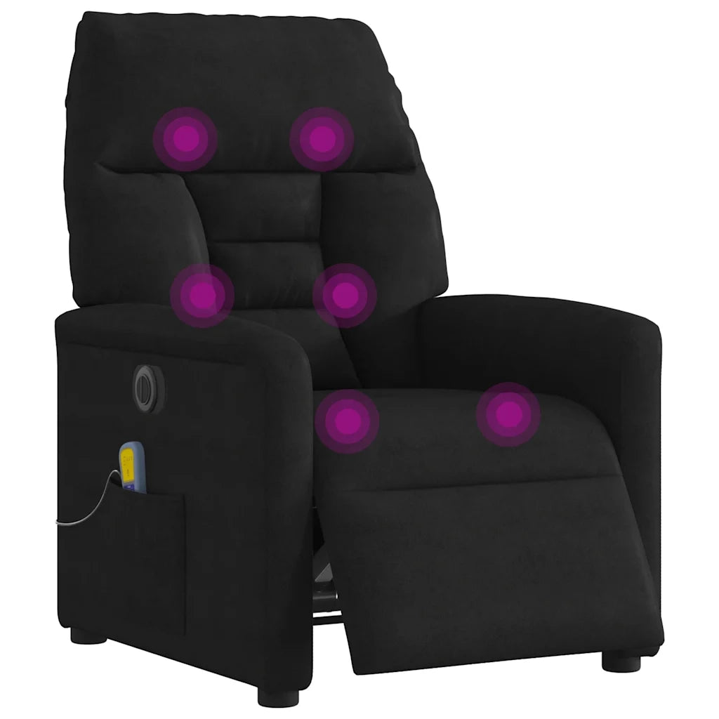 Poltrona Reclinabile Massaggiante | Sedia Relax Elettrica Nera Microfibra