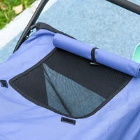 Passeggino per Cani, Pieghevole, Tetto Apribile, Cuscino, Telaio in Acciaio, Blu e Nero