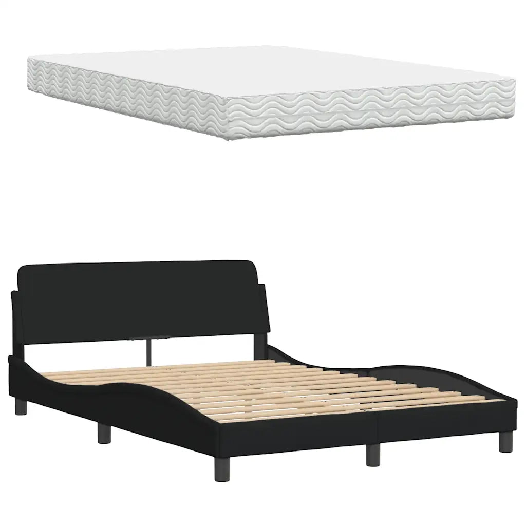 Letto con Materasso Hanko Nero 120x200 cm in Tessuto 3310519