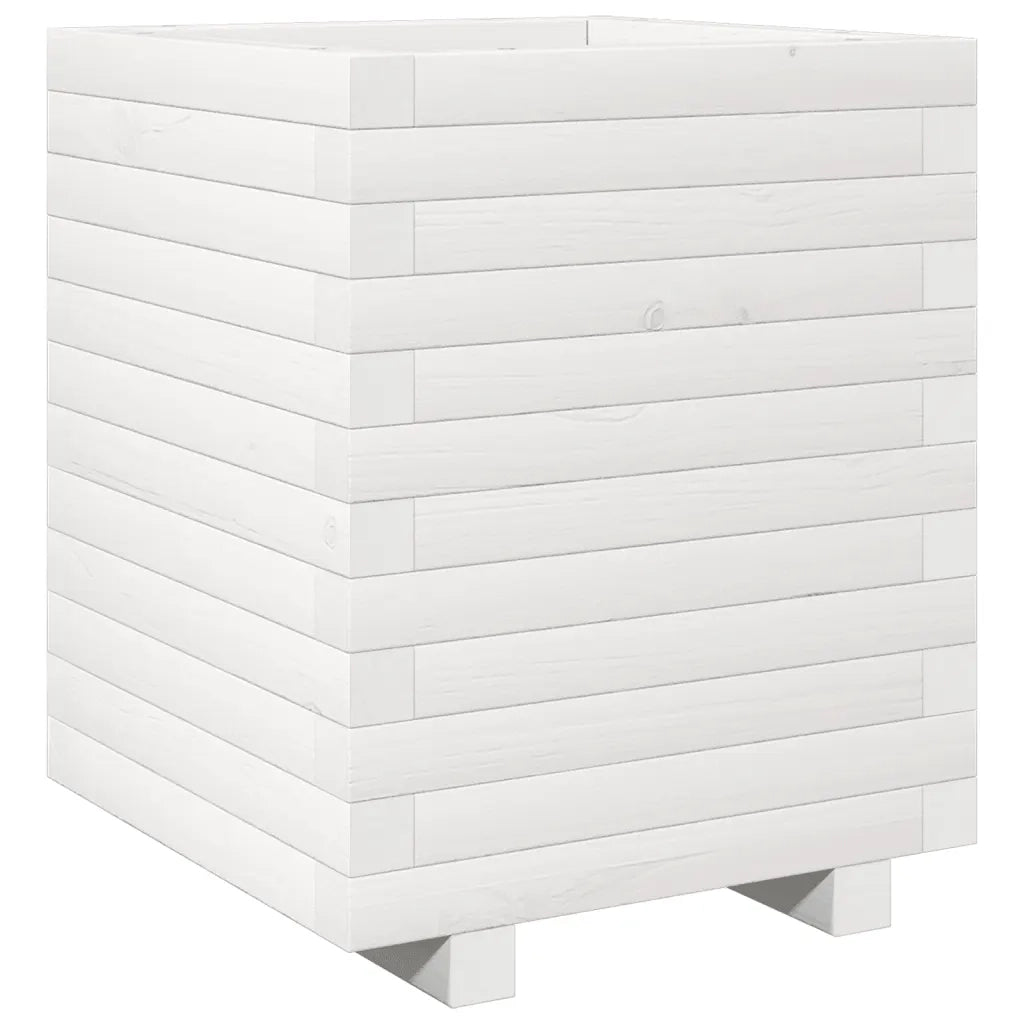 Fioriera da Giardino-Vaso da Esterno Bianca 40x40x49,5cm Legno Massello di Pino