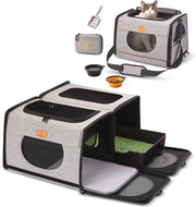 Portatile Ripiegabile per Gatti e Piccoli Cani con Cassetta Idraulica - 2-in-1 Sedia da Viaggio