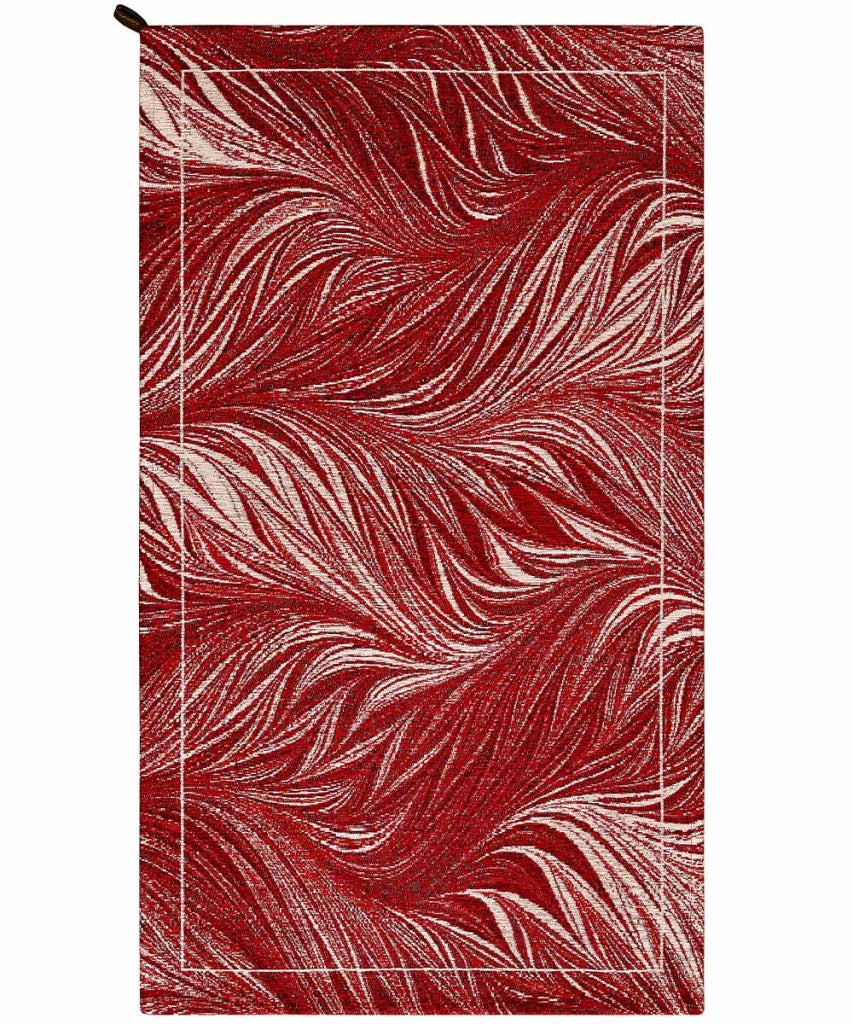 Tappeto Arredo DALLAS ROSSO rosa disegno moderno con foglie felce, multiuso lavabile antiscivolo cm.85x150