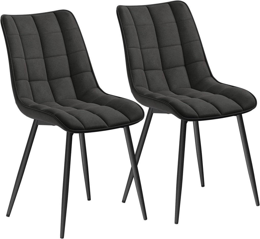 Sedie da Pranzo con Schienale senza Braccioli Sgabello in Tessuto per Cucina Antracite BH247an-2