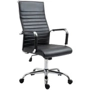 Sedia da Ufficio Ergonomica, Poltrona Direzionale con Funzione Dondolo, Sedia Girevole Regolabile in Altezza, Imbottita, Ecopelle, 54 x 62 x 104-114 cm, Nero