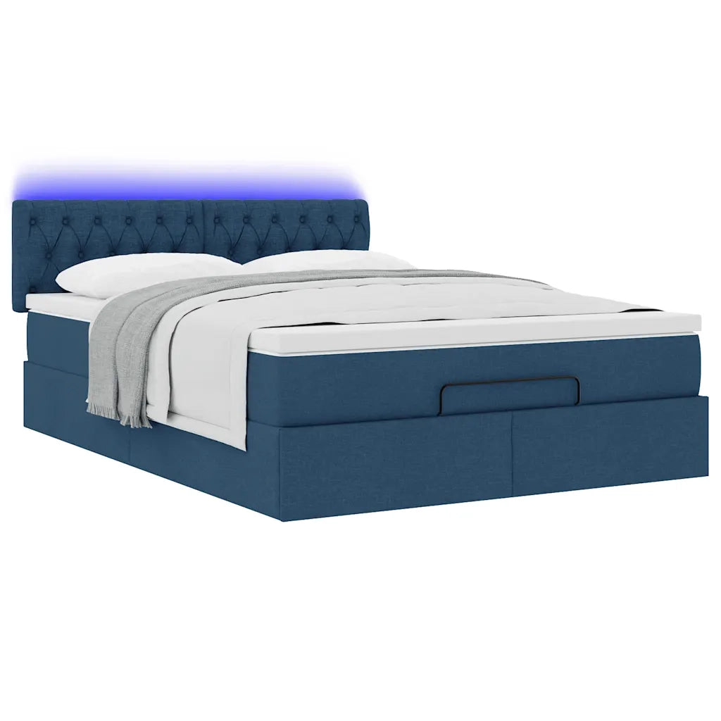 Pouf Letto con Materasso e LED Blu 140x190 cm 3312394