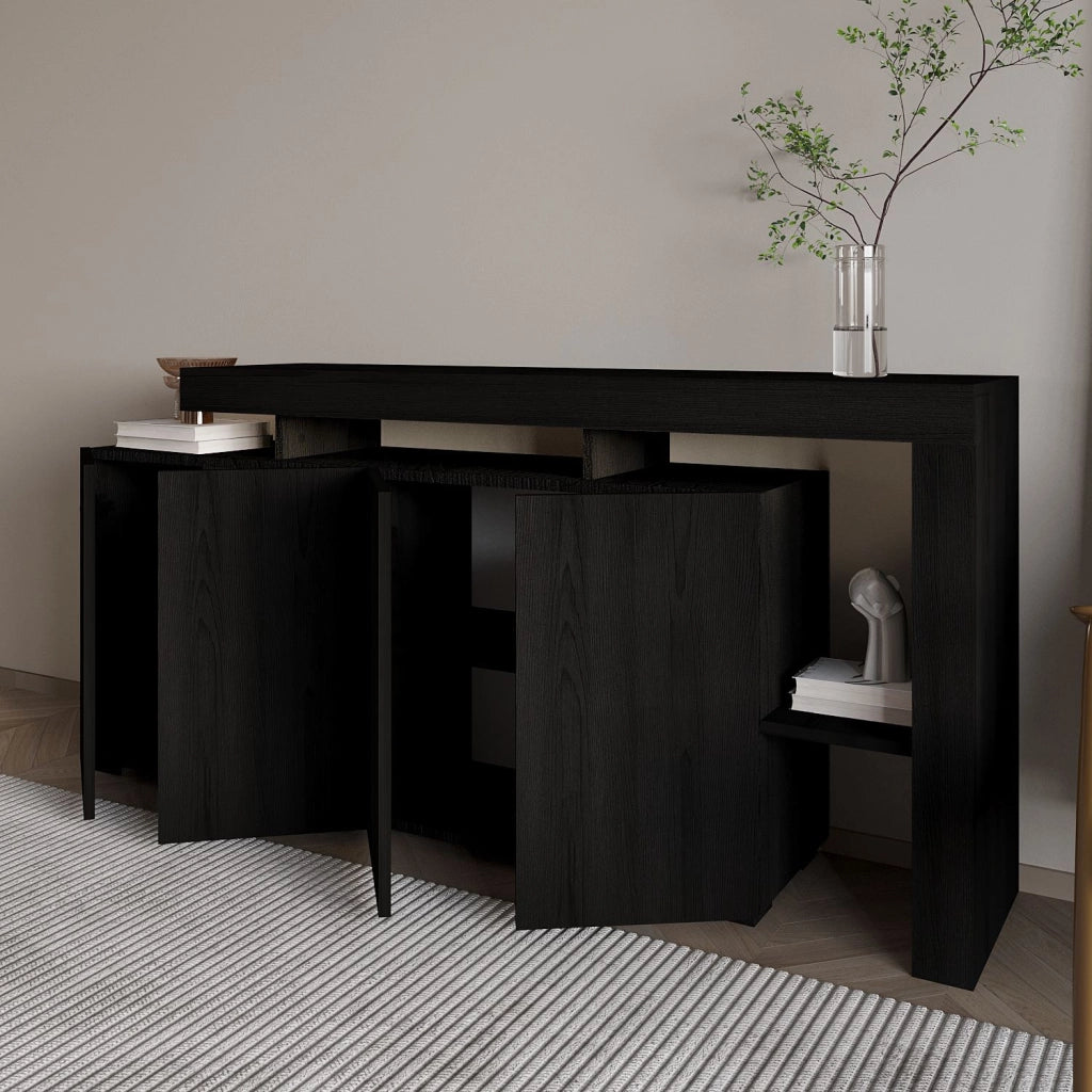 Credenza in legno "Beliz" - 170 x 35 x 80 cm - Legno nero