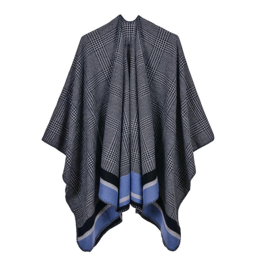 Sciarpa in cashmere spaccata, elegante scialle/poncho oversize a righe da donna, perfetto per l'aria condizionata.