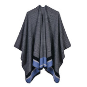 Sciarpa in cashmere spaccata, elegante scialle/poncho oversize a righe da donna, perfetto per l'aria condizionata.