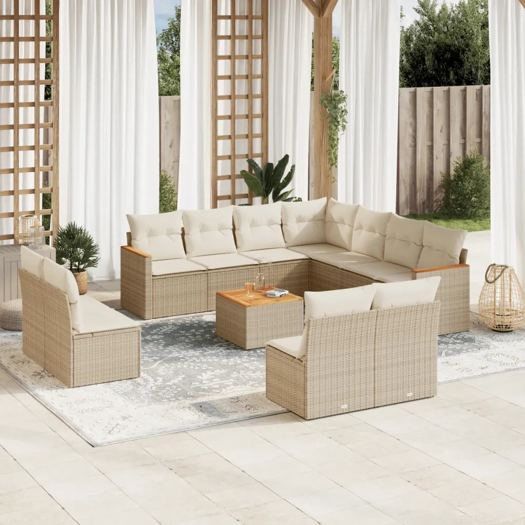 Set Divani da Giardino 12 pz con Cuscini Beige in Polyrattancod mxl 89077