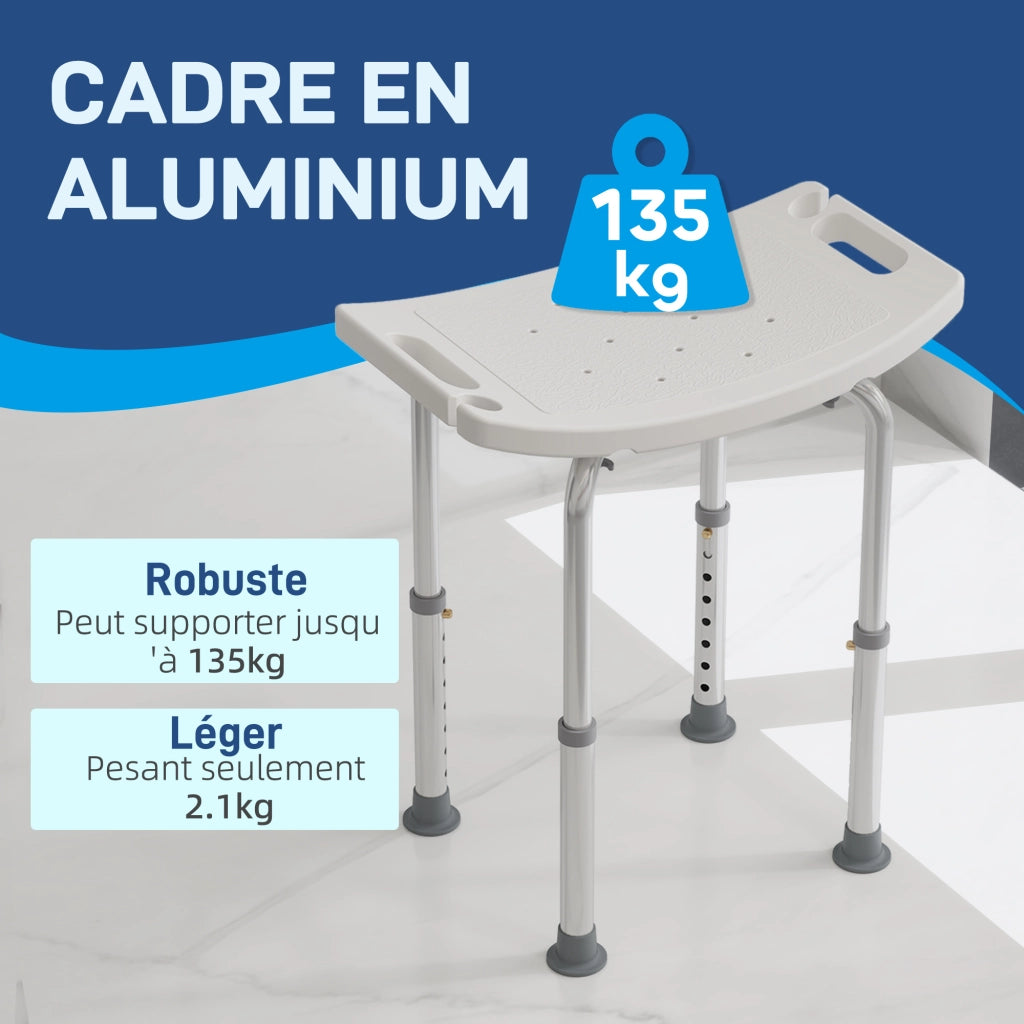 Sgabello da Doccia Regolabile in Altezza ¨C Zephmum ¨C Bianco Antiscivolo HDPE