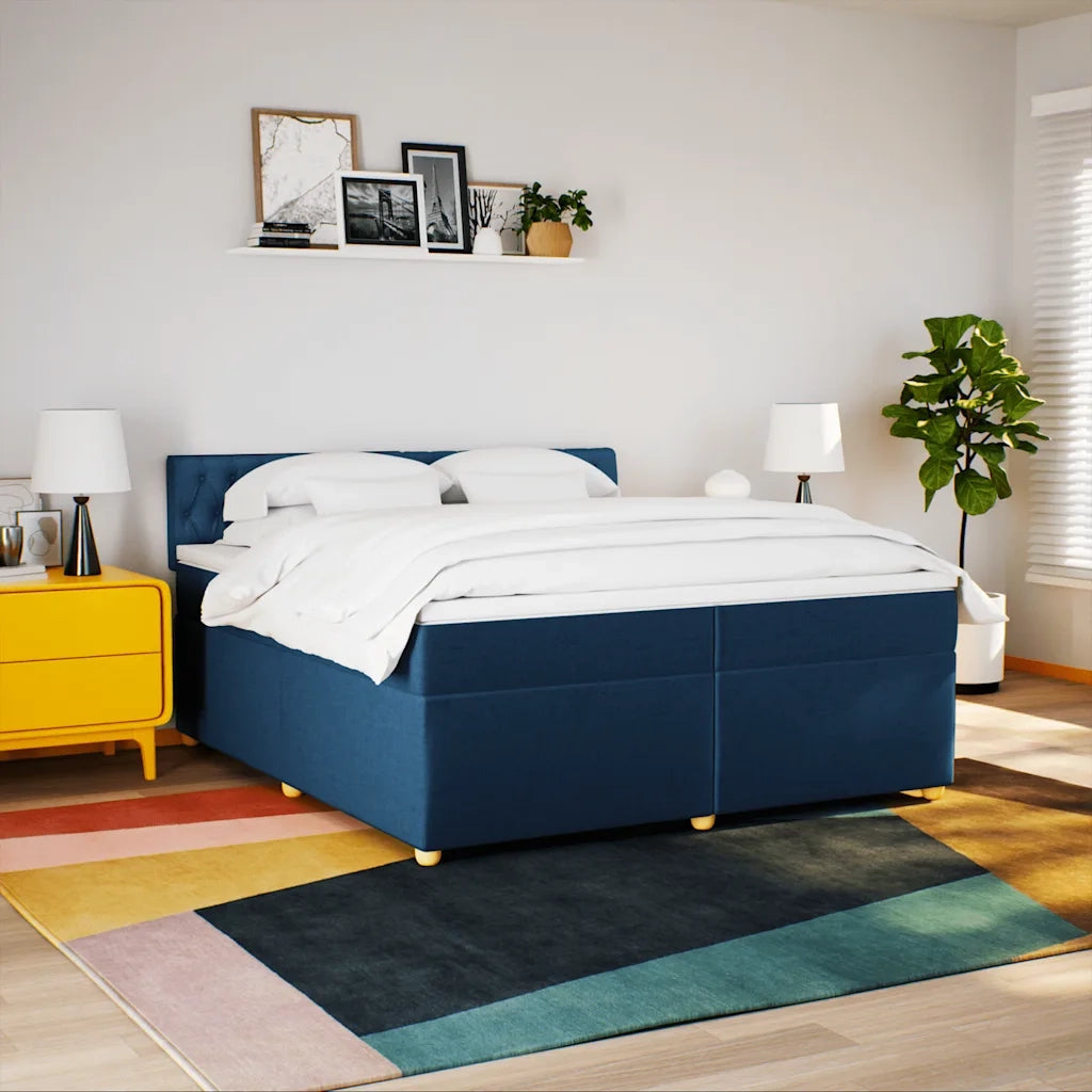 Giroletto a Molle con Materasso Blu 200x200 cm in Tessuto