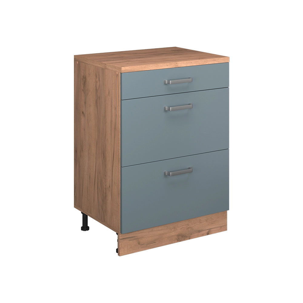 Mobile per mansarda Rion Grigio-blu/Rovere dorato 60 x 83.8 cm senza inclinazione con 3 cassetti Vicco