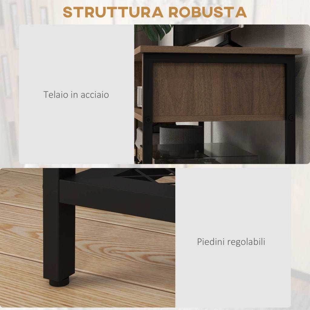 Mobile Porta TV Industriale ¨C Zephmum ¨C Legno e Acciaio Marrone Nero 110x40x48