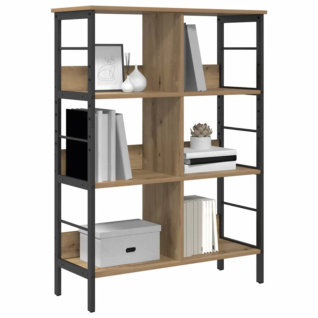 Libreria-Scaffale per Libri-Mobile di Stoccaggio Rovere artigianale 82 x 32 x 112 cm Legno multistrato