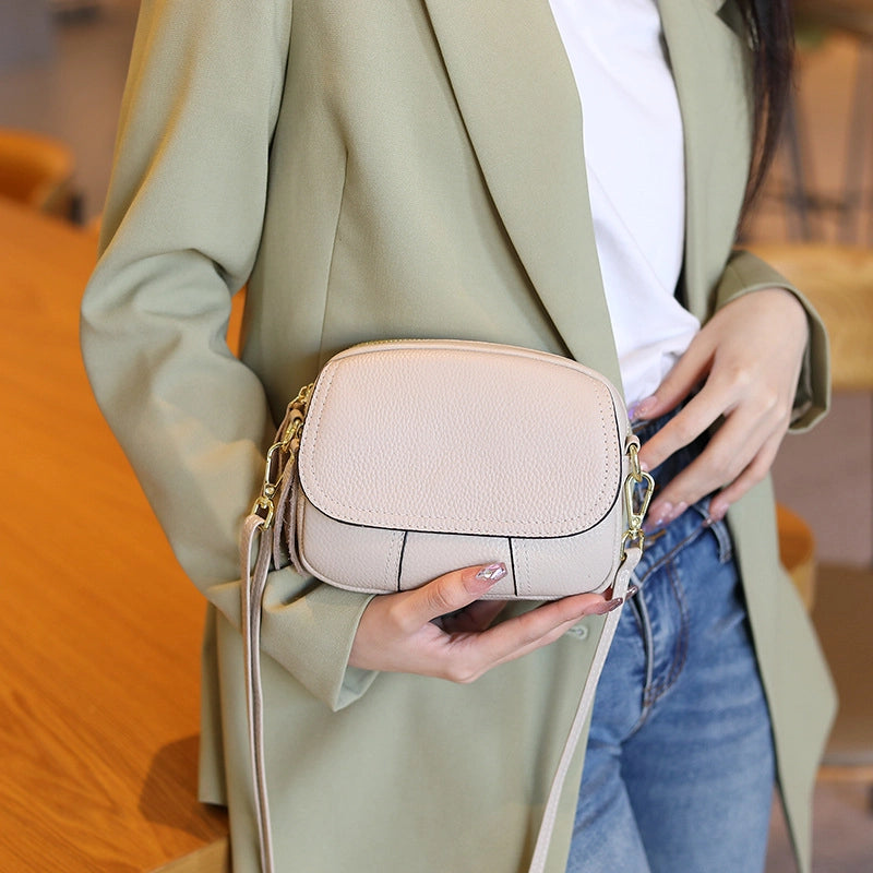 Borsa a tracolla piccola da donna in vera pelle, modello Hobo, colore bianco